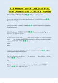 BAT Written Test UPDATED ACTUAL     Exam Questions and CORRECT  AnswersBAT Written Test UPDATED ACTUAL     Exam Questions and CORRECT  Answers  What is an EBT - CORRECT ANSWER    - A device for testing breath  An EBT must meet the NHTSA Model Specificatio