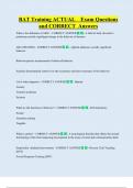 BAT Training ACTUAL    Exam Questions  and CORRECT  Answers