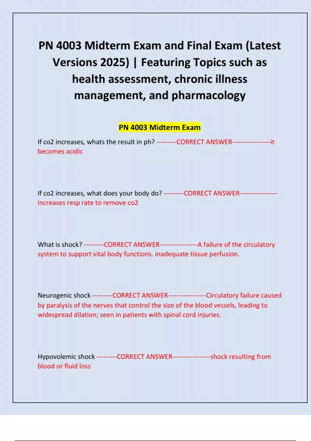 PN 4003 Midterm Exam and Final Exam (Latest Versions 2025) | Featuring ...
