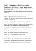 Unit 7 - Principles of Safe Practice in Health and Social Care study guide exam