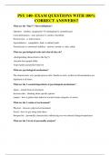PSY 140- EXAM QUESTIONS WITH 100&percnt; CORRECT ANSWERS&excl;