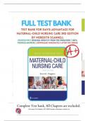 Test Bank for Davis Advantage for Maternal-Child Nursing Care&comma; 3rd Edition by Meredith J&period; Scannell and Kristine Ruggiero &vert;All Chapters&vert;