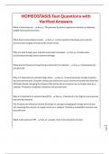 HOMEOSTASIS Test Questions with Verified Answers