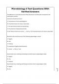 Microbiology 4 Test Questions With Verified Answers