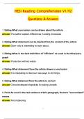 HESI Reading Comprehension V1 & V2 Latest 2025 Actual Questions & Verified Answers &lpar;2025 &sol; 2026&rpar; A&plus; Grade 100&percnt; Guarantee Verified by Experts