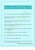 FLORIDA FUNERAL LAWS AND RULES EXAM 2025 QUESTIONS AND ANSWERS