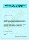 FLORIDA FUNERAL LAW EXAM 2025 QUESTIONS AND ANSWERS