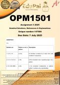 OPM1501 Assignment 3 &lpar;COMPLETE ANSWERS&rpar; 2025 &lpar;147506&rpar; - DUE 7 July 2025