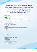 Final Exam&colon; NSG 430&sol; NSG430 &lpar;Latest 2025&sol; 2026 Update&rpar; Adult Health Nursing II Complete Guide&vert; Questions & Answers&vert; Grade A&vert; 100&percnt; Correct &lpar;Verified Solutions&rpar;- GCU
