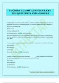FLORIDA CLAIMS ADJUSTER EXAM 2025 QUESTIONS AND ANSWERS