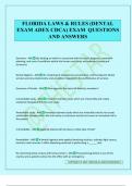 FLORIDA LAWS & RULES &lpar;DENTAL EXAM ADEX CDCA&rpar; EXAM QUESTIONS AND ANSWERS