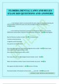 FLORIDA DENTAL LAWS AND RULES EXAM 2025 QUESTIONS AND ANSWERS