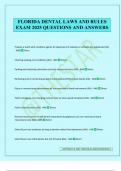 FLORIDA DENTAL LAWS AND RULES EXAM 2025 QUESTIONS AND ANSWERS