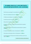 FLORIDA DENTAL LAWS DENTISTS EXAM 2025 QUESTIONS AND ANSWERS