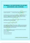 FLORIDA LAW DENTISTRY EXAM 2025 QUESTIONS AND ANSWERS