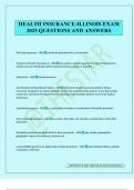 HEALTH INSURANCE-ILLINOIS EXAM 2025 QUESTIONS AND ANSWERS