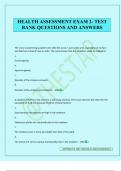 HEALTH ASSESSMENT EXAM 2- TEST BANK QUESTIONS AND ANSWERS