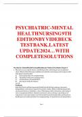 TEST BANK FOR Psychiatric Mental Health Nursing 9th Edition&vert;ISBN 9781975184773&vert; 100&percnt; VERIFIED &vert; COMPLETE GUIDE &vert; A&plus; GRADE ASSURED&excl;&excl;&excl; LATEST UPDATE&excl;&excl;&excl;&excl; GUARANTEED SUCCESS&excl;&excl;&excl;&excl;