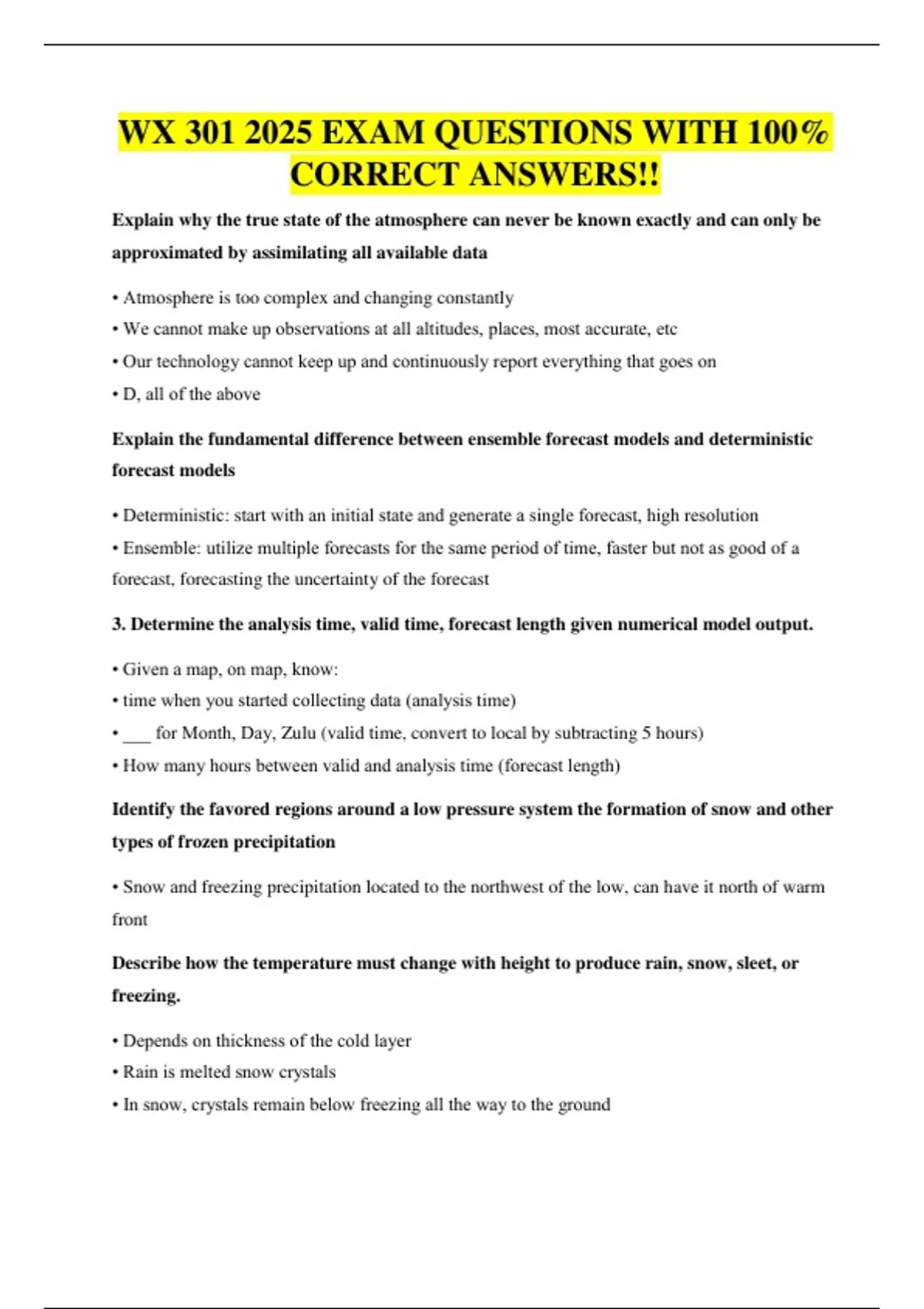 WX 301 2025 EXAM QUESTIONS WITH 100% CORRECT ANSWERS - WX 301 - Stuvia US