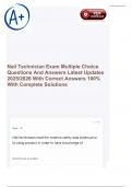 Nail Technician Exam Multiple Choice Questions And Answers Latest Updates 2025&sol;2026 With Correct Answers 100&percnt; With Complete Solutions