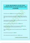 LEAD ABATEMENT STATE TEST SUPERVISOR EXAM QUESTIONS AND ANSWERS