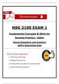 Exam 1&colon; NSG3100 &sol; NSG 3100 &lpar;Latest 2026 &sol; 2027&rpar; Fundamental Concepts & Skills for Nursing Practice &vert; Questions and Verified Answers &vert; 100&percnt; Correct &vert; Grade A - Galen
