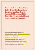   Paramedic Entrance Exam Study Guide&vert;Brand New Expert Exam Questions with Clear Correct Answers&vert;All Graded A&plus;&vert;100&percnt; Guaranteed Success&vert;Latest Expert Premium Update&lpar;2025-2026&rpar;&period;