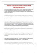 Nervous System Test Question With Verified Answers