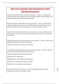 Nervous System Test Questions with Verified Answers