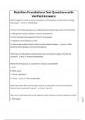 Nutrition Foundations Test Questions with Verified Answers