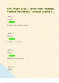 GRE Vocab 2025 &sol; Terms with Detailed Verified Definitions &sol; Already Graded A&period;   