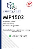 MIP1502 Assignment 1 &lpar;DETAILED ANSWERS&rpar; 2026 - DISTINCTION GUARANTEED
