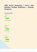 GRE Verbal Reasoning &sol; Terms with Detailed Verified Definitions &sol; Already Graded A&period;   Terms in this set &lpar;134&rpar;    Quiz&lowbar;&lowbar;&lowbar;&lowbar;&quest; Abate -       Answer to reduce in amount      Quiz&lowbar;&lowbar;&lowbar;&lowbar;&quest; abscond -       Answer to leave secretly      Quiz&lowbar;&lowbar;&lowbar;&lowbar;&quest; Adulterate -       A