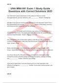 UNA MBA 601 Exam 1 Study Guide Questions with Correct Solutions 2025