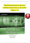 Solution Manual For Federal Tax Research&comma; 13th Edition by Roby Sawyers&comma; Steven Gill&comma; Verified Chapters 1 - 13&comma; Complete Newest Version