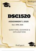 DSC1520 EXAM PACK 2025 - QUESTIONS WITH 100&percnt; CORRECT  ANSWERS
