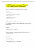 NUR 550 Health Assessment Midterm Exam with Questions and Answers