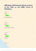 GRE Basic &lpar;500 Essential Words to Know to Do Well on the GRE&rpar; Terms & Definitions  