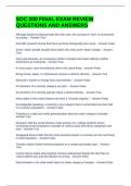 SOC 200 FINAL EXAM REVIEW QUESTIONS AND ANSWERS