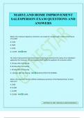 MARYLAND HOME IMPROVEMENT SALESPERSON EXAM QUESTIONS AND ANSWERS