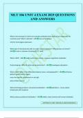 MLT 106 UNIT 4 EXAM 2025 QUESTIONS AND ANSWERS