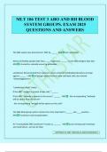 MLT 106 TEST 3 ABO AND RH BLOOD SYSTEM GROUPS&period; EXAM 2025 QUESTIONS AND ANSWERS