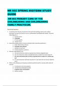 NR 602 SPRING MIDTERM STUDY GUIDE- NR 602 PRIMARY CARE OF THE CHILDBEARING AND CHILDREARING FAMILY PRACTICUM&period;