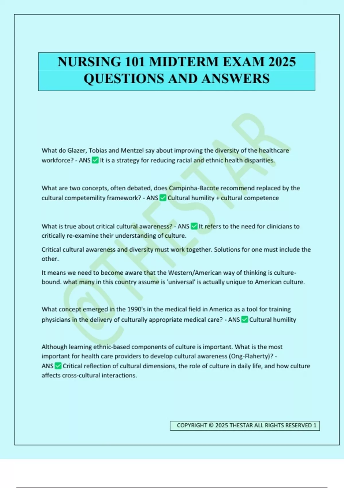 NURSING 101 MIDTERM EXAM 2025 QUESTIONS AND ANSWERS - Nursing 101 ...