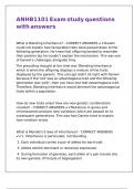 ANHB1101 Exam study questions with answers