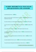 NJ DMV MOTORCYCLE TEST EXAM 2025 QUESTIONS AND ANSWERS