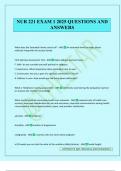NUR 221 EXAM 1 2025 QUESTIONS AND ANSWERS