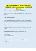 Electrical Installation level 3 UPDATED   ACTUAL Exam Questions and CORRECT  Answers 