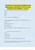Introduction to Electrical Installation and  Maintenance UPDATED  ACTUAL Exam  Questions and CORRECT Answers