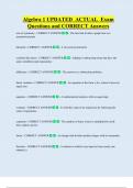Algebra 1 UPDATED  ACTUAL  Exam  Questions and CORRECT Answers